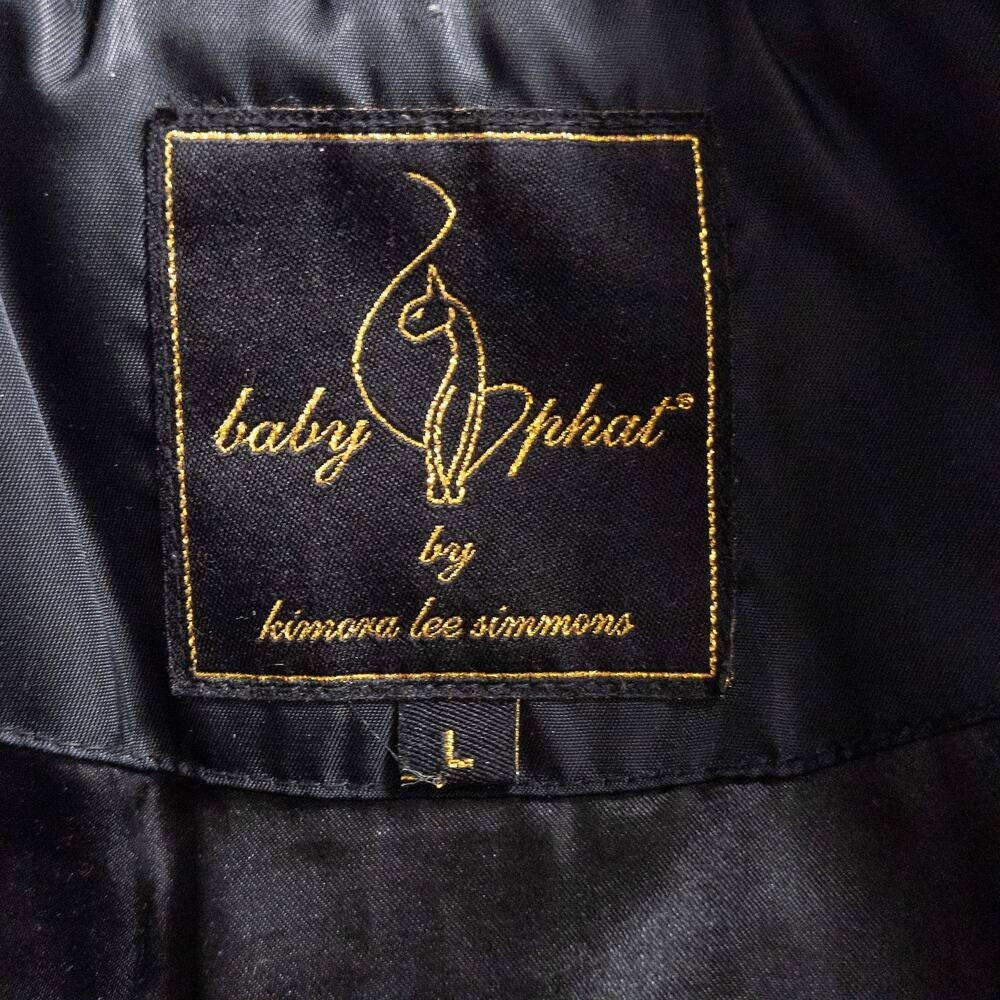 Baby Phat Quilted Puffer Jacket Black Women Size L Y2K Glam Streetwear - Picture 9 of 11